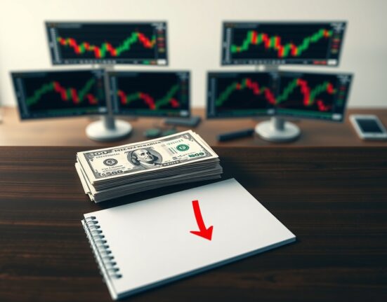 Indian rupee banknotes with a downward red arrow illustrating the largest weekly decline in three-and-a-half years