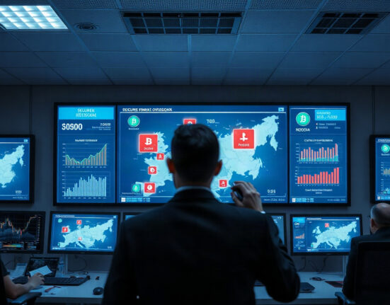 Security analyst monitoring cryptocurrency wallet blacklist in Russia
