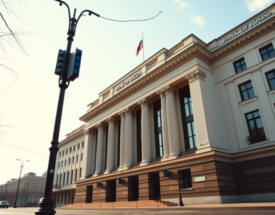 Bank of Russia headquarters in Moscow, symbolizing the implementation of new cryptocurrency regulations.