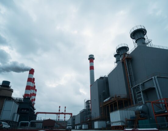 Industrial factory complex in Russia, representing producer price inflation.