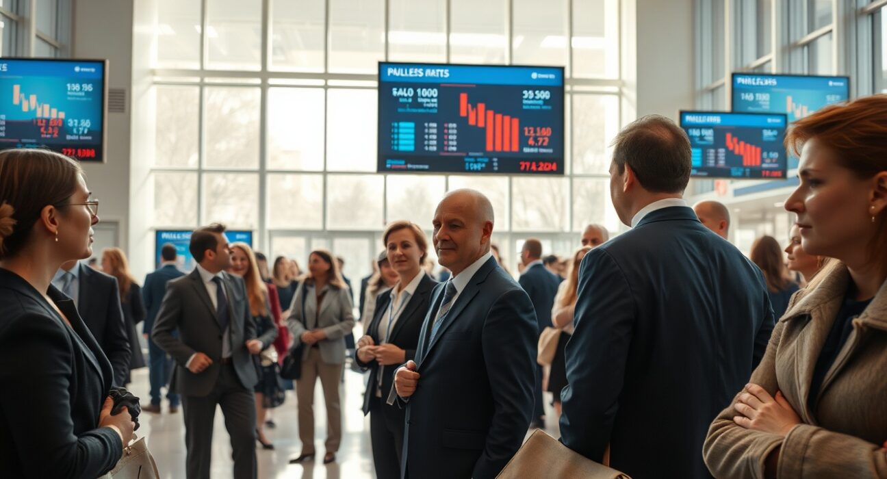 Job seekers at a busy employment center in Moscow, reflecting Russia's labor market conditions in June 2025.