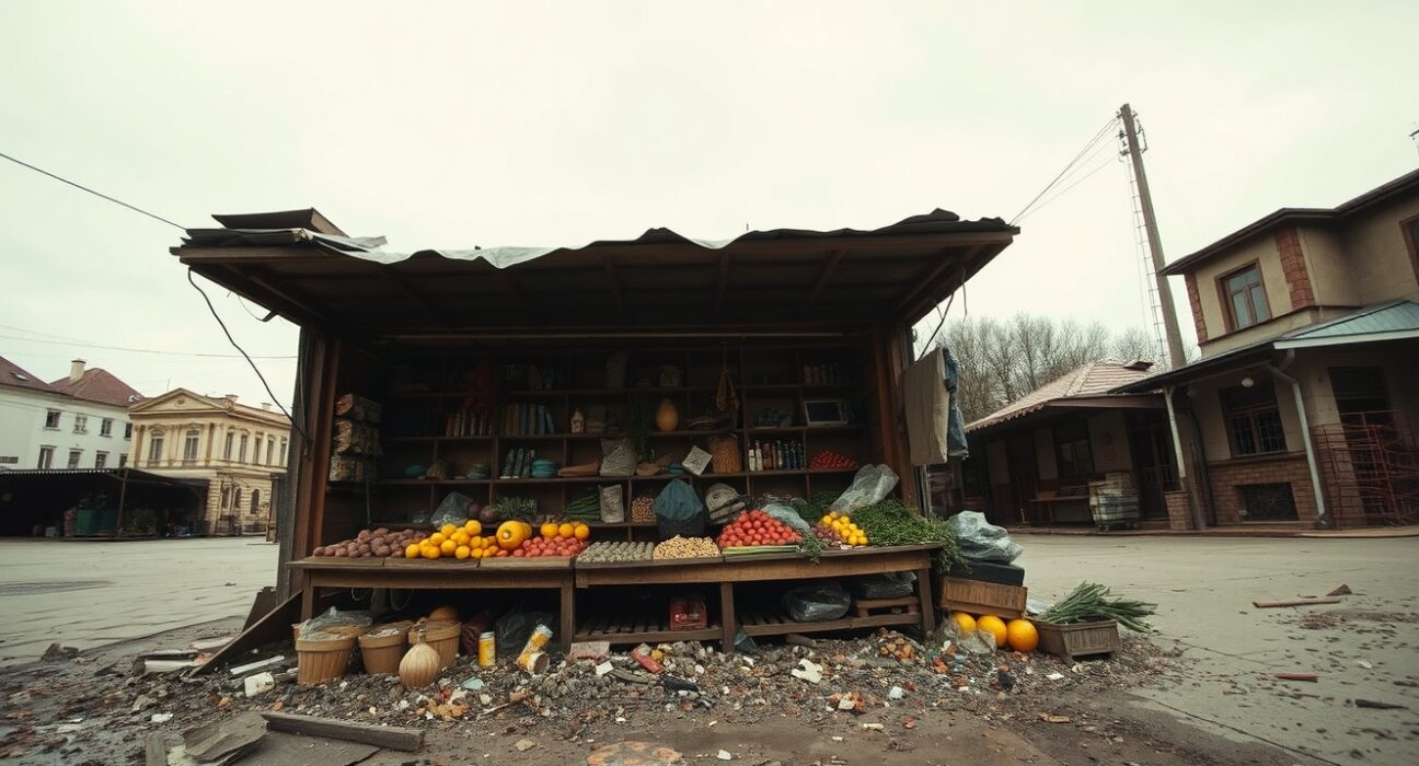 Aftermath of the Russian strike on the civilian market in Nikopol, Ukraine.