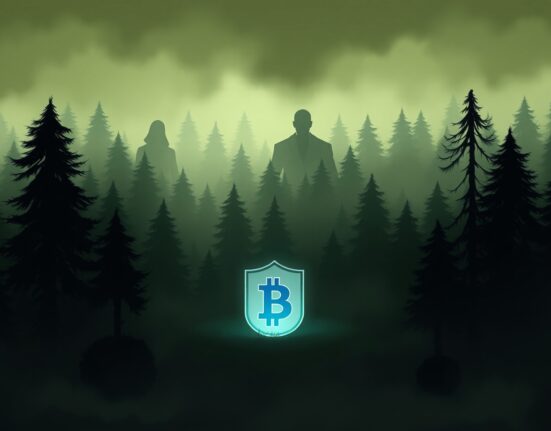 Conceptual Ghibli-style art representing cryptocurrency security and the threat of digital extortion.