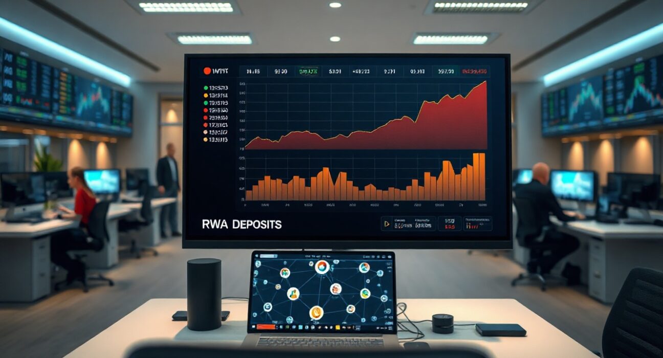 Financial dashboard showing rising RWA deposits in DeFi