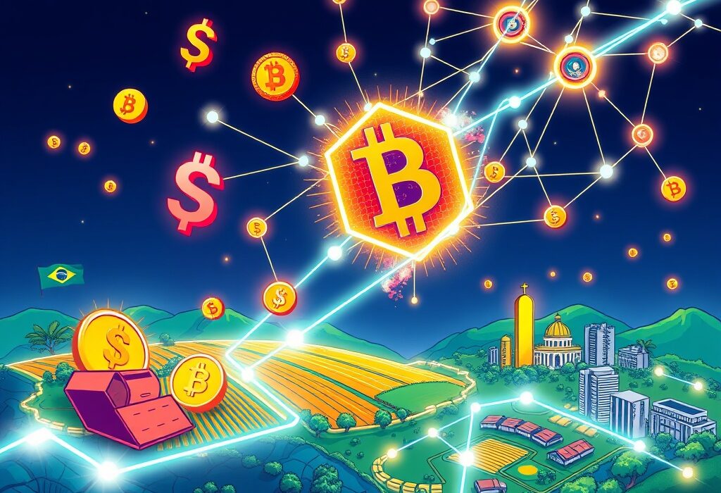 Illustrates the transformative impact of RWA tokenization as physical assets are digitized on a blockchain network, symbolizing financial innovation.