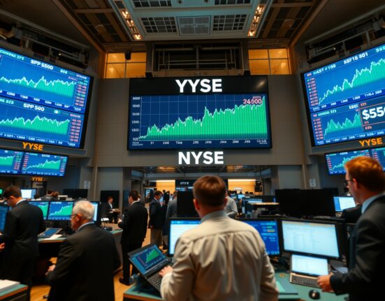 S&P 500 rebound charts on trading floor screens after Iran-driven selloff, with Deutsche Bank analysis