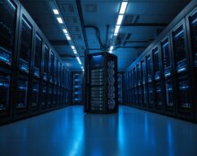 Nvidia GPU servers in a data center, representing the compute partnership with Safe Superintelligence.