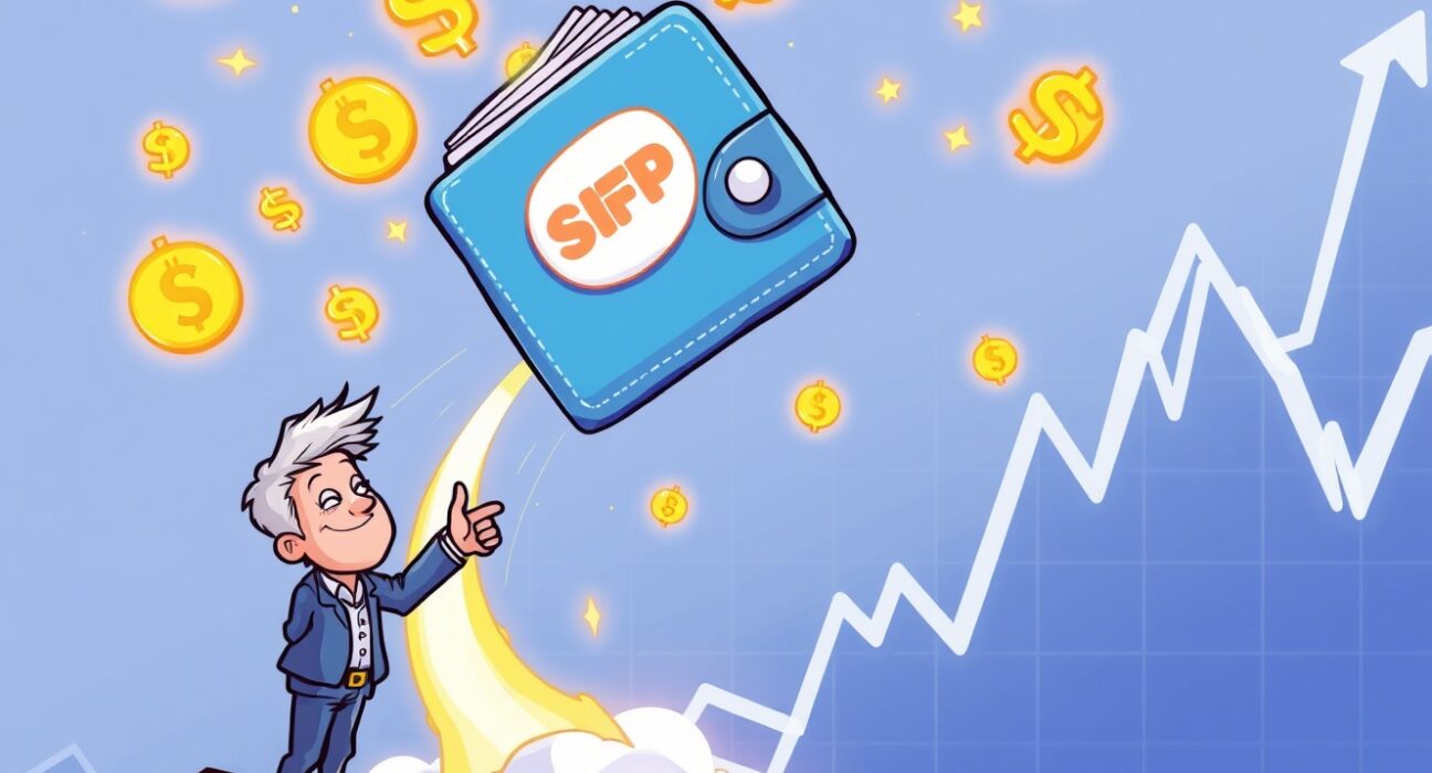 Cartoon illustration depicting SafePal SFP surging dramatically after a key investment announcement, symbolizing its rapid market growth.