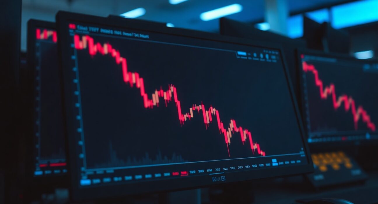 Cryptocurrency chart showing a sharp red decline representing the SAHARA token flash crash.