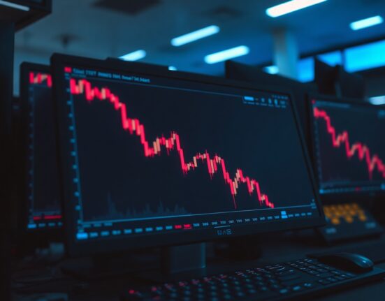Cryptocurrency chart showing a sharp red decline representing the SAHARA token flash crash.