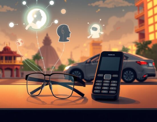 Sarvam AI's edge AI models enabling conversational assistants on Nokia feature phones and smart glasses in India.
