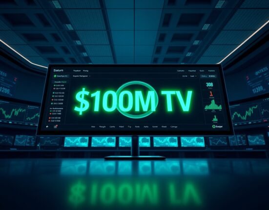 Saturn TVL surpasses $100M milestone displayed on a DeFi dashboard in a modern newsroom