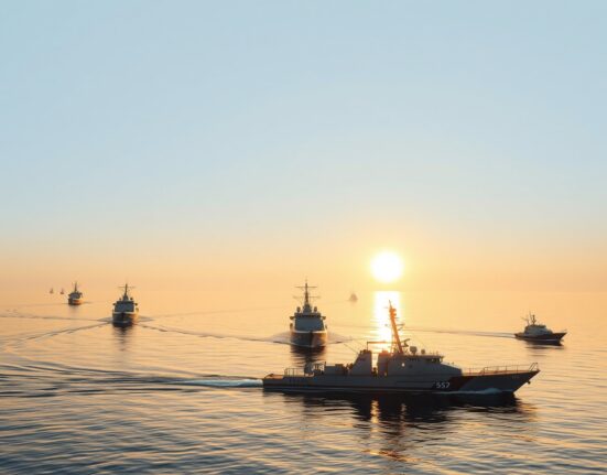 Naval vessels patrol the Red Sea at dawn as Saudi Arabia announces a new maritime defence alliance.