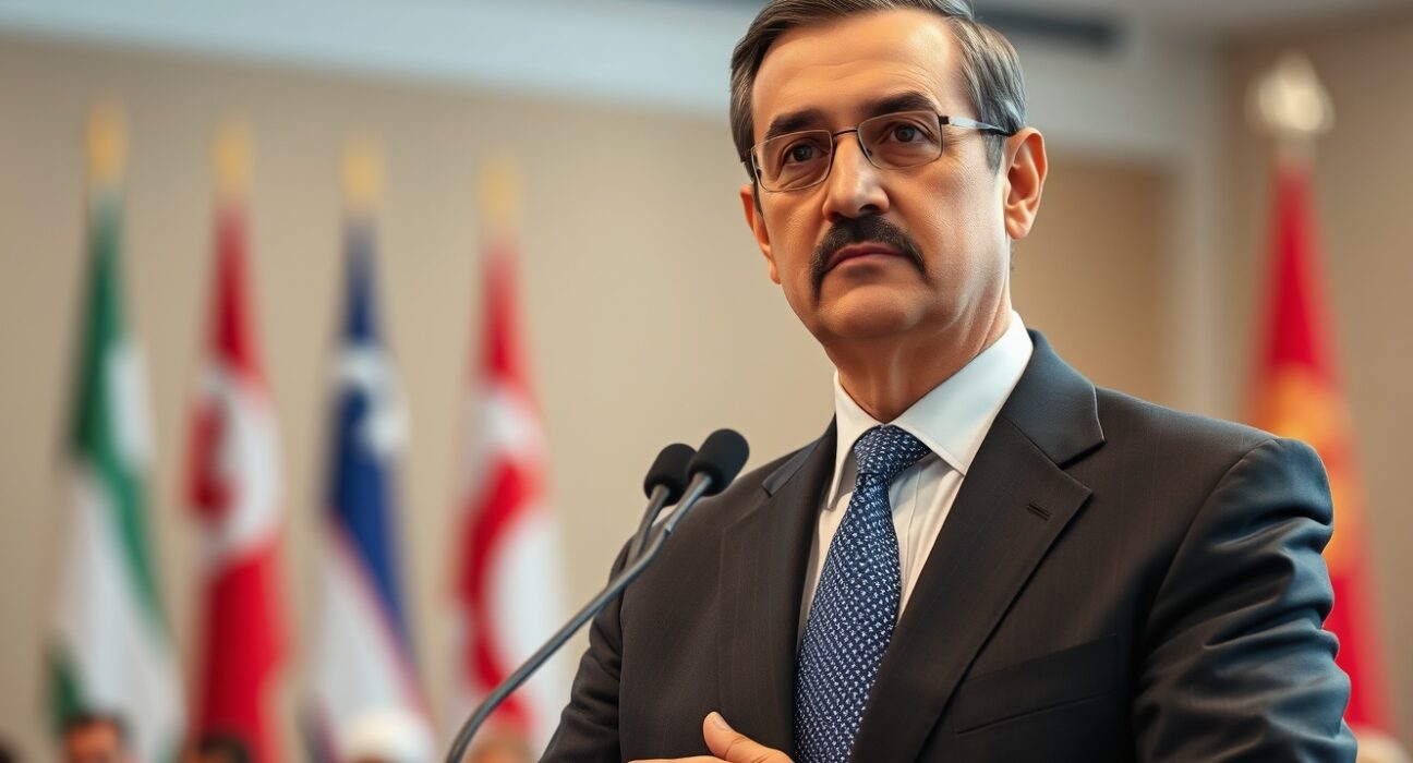 Saudi Aramco CEO Amin Nasser expressing concern about regional risks at energy conference