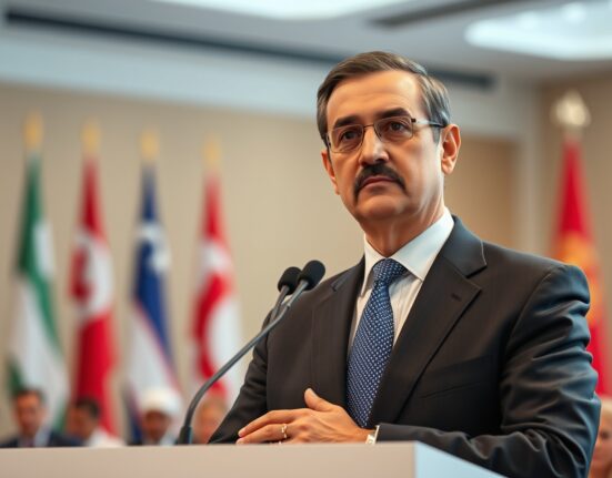 Saudi Aramco CEO Amin Nasser expressing concern about regional risks at energy conference