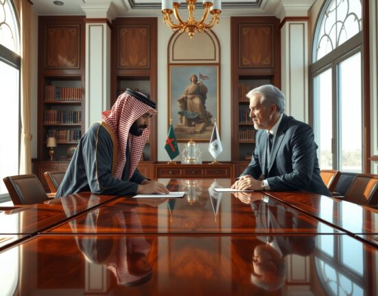 Saudi Crown Prince Mohammed bin Salman discussing Middle East policy with US President Donald Trump in diplomatic meeting