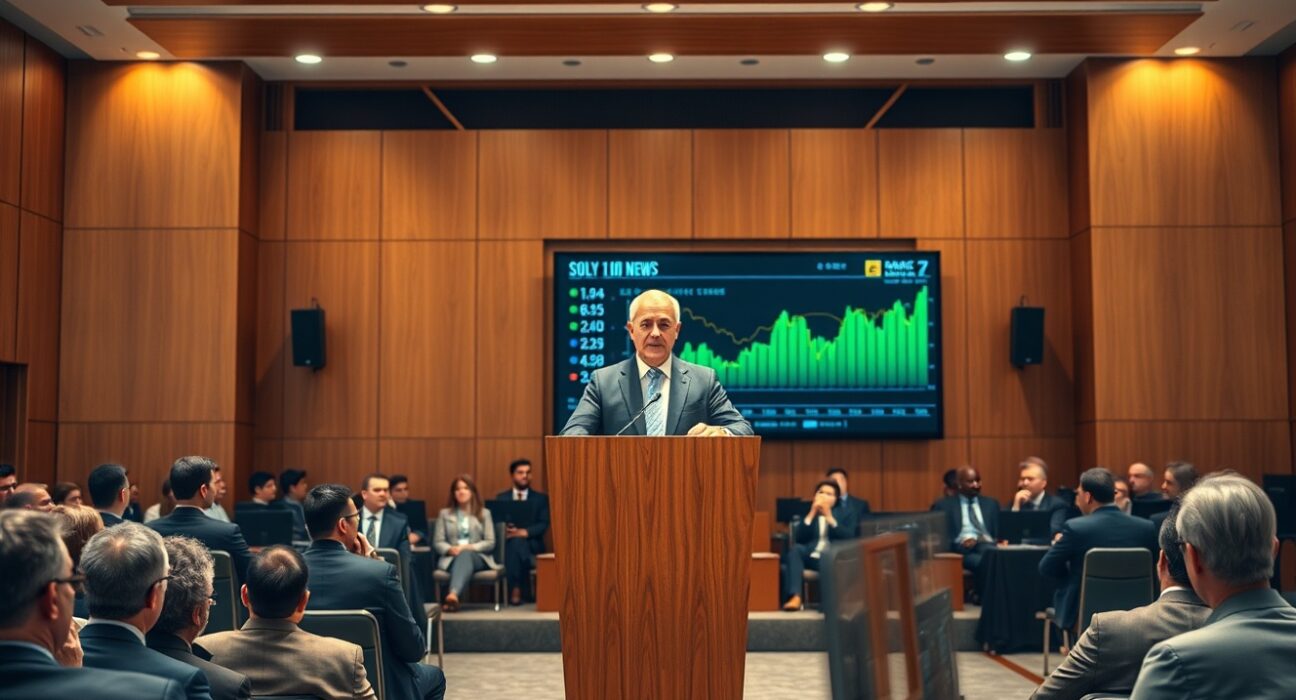 Michael Saylor speaking at a conference about Strategy's STRC stock price target