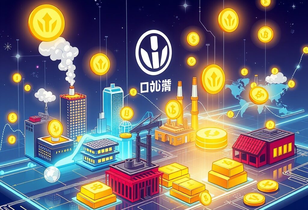 Cartoon illustration showing a digital interface for a new tokenized stock trading platform, symbolizing global financial innovation.