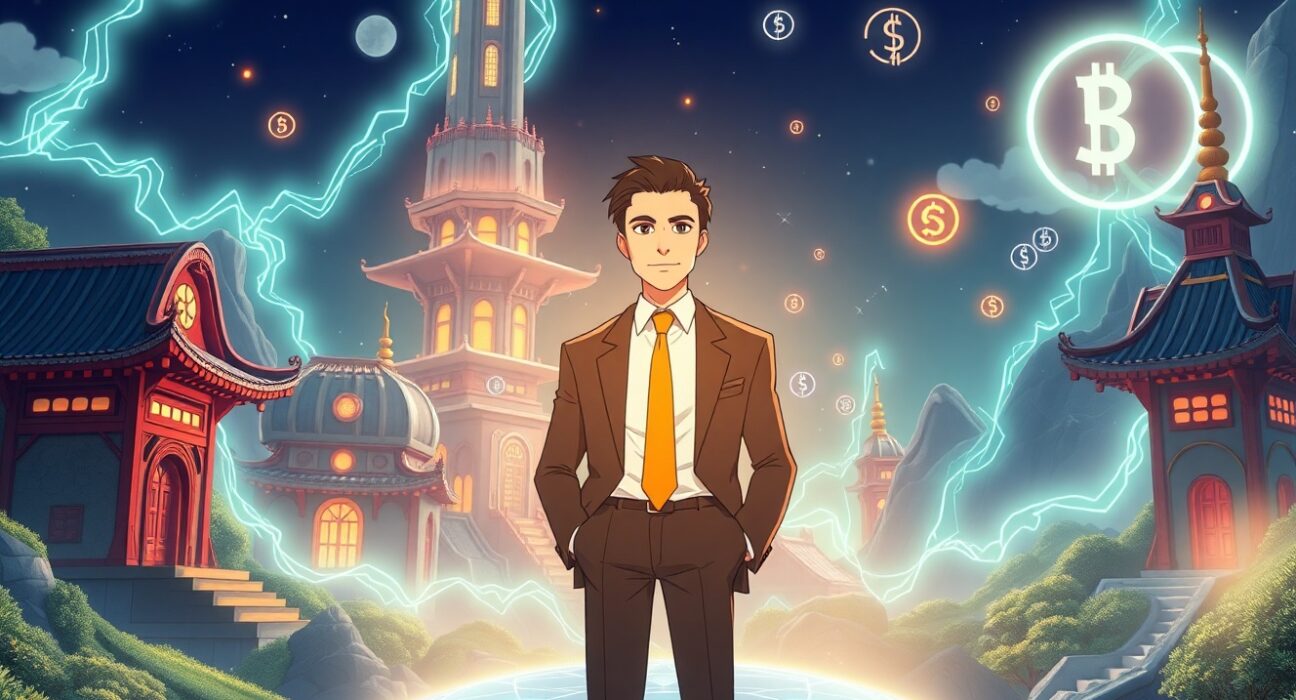 Scallop DeFi CEO Kris Lai discussing blockchain innovation during Korea Economic Broadcasting interview about Sui-based financial services.