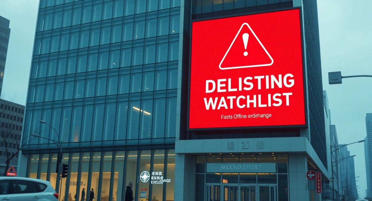 Scallop SCA delisting warning screen on a building in Seoul, representing Coinone's security incident alert.