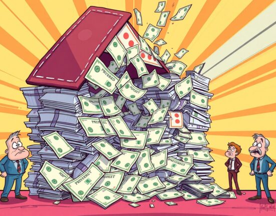 Cartoon illustration showing financial death spiral from preferred stock collapse