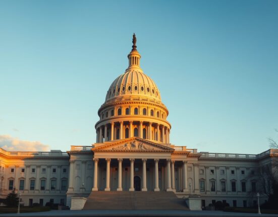 US Capitol building during golden hour, representing legislative activity on crypto regulation.
