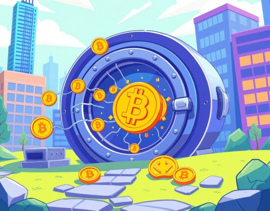 Bitcoin investment flowing into artificial intelligence vault in corporate setting