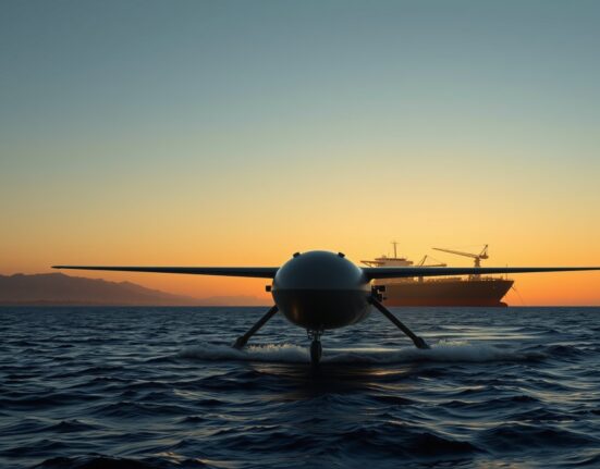 Sea drone threat to oil tankers in the Strait of Hormuz, illustrating maritime security risks.