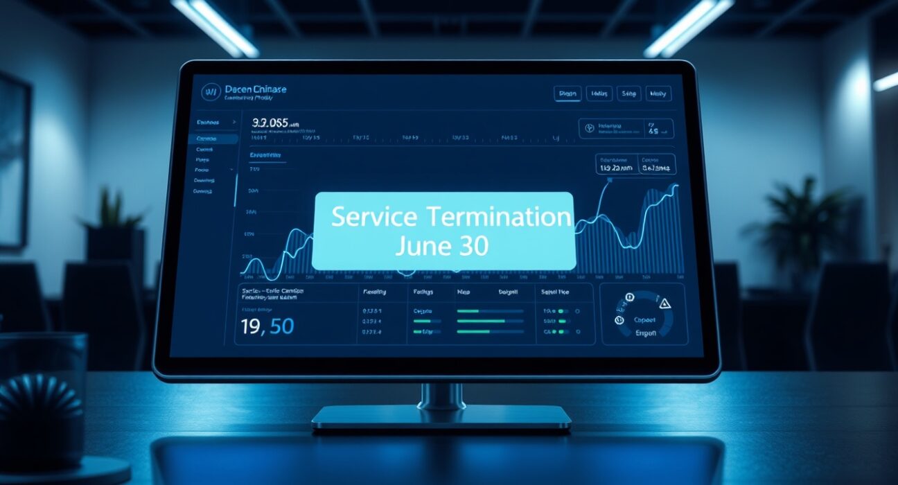 Seamless protocol dashboard showing service termination notification for June 30 shutdown