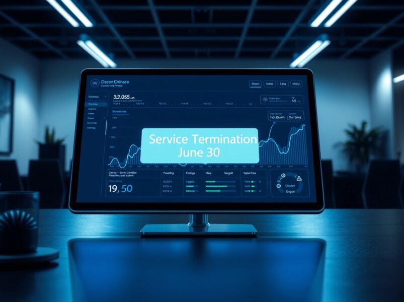 Seamless protocol dashboard showing service termination notification for June 30 shutdown