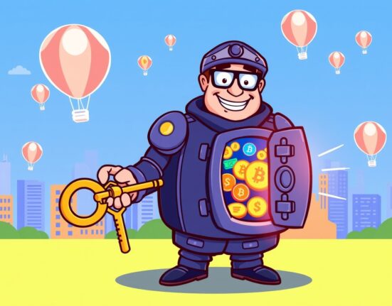 SEC crypto innovation exemption unlocking a digital vault of cryptocurrency potential.