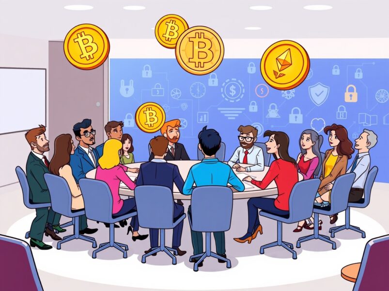 SEC crypto task force discussing privacy and cryptocurrency regulations in a vibrant meeting