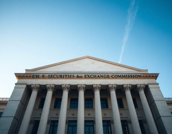 SEC headquarters building in Washington, D.C., under a clear sky