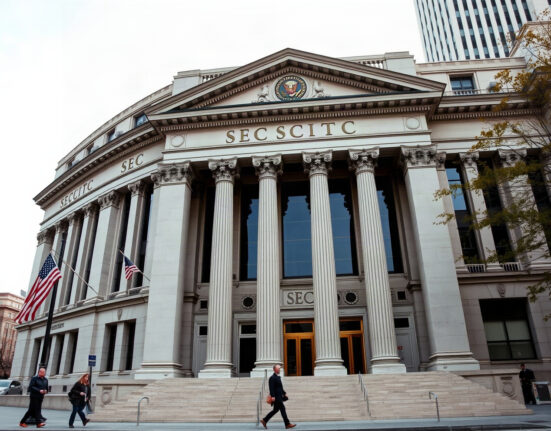 SEC headquarters building in Washington, D.C., symbolizing regulatory action on digital asset custody rules.