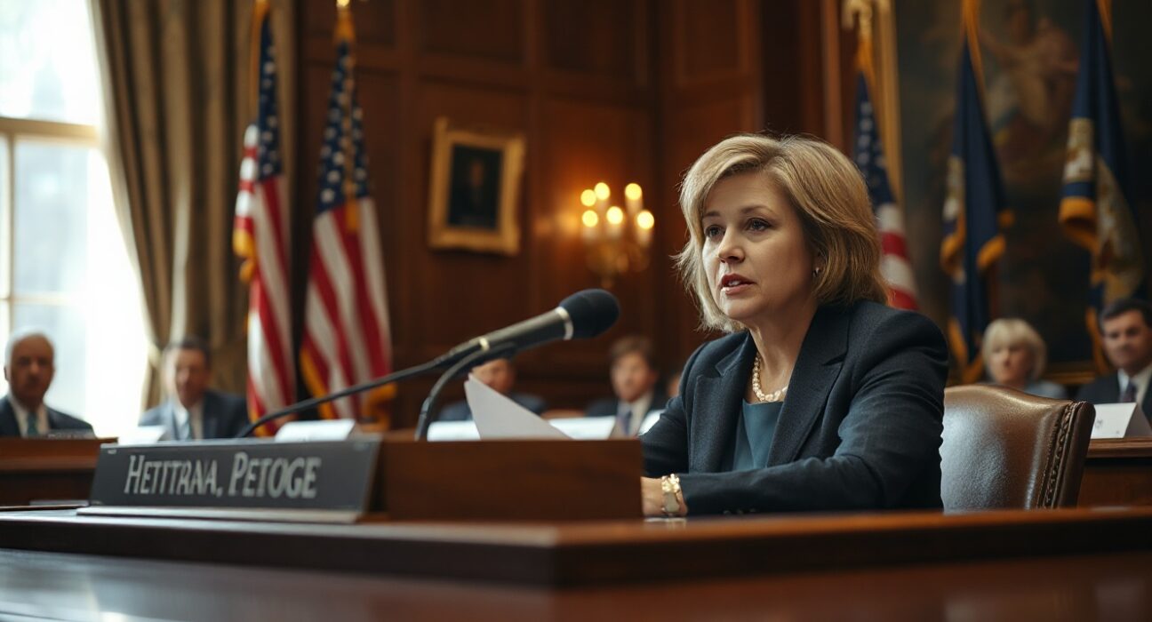 SEC Commissioner Hester Peirce speaking at a hearing, expressing optimism about crypto regulatory reform.