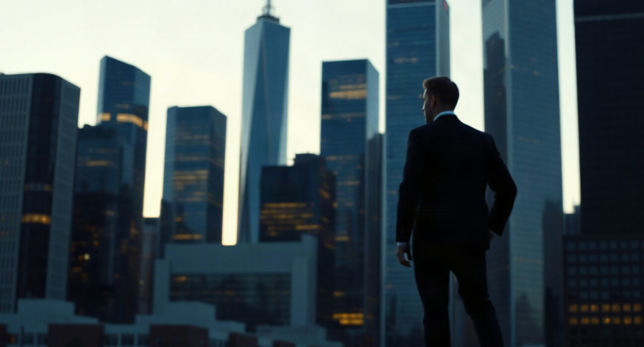 SEC investigation into AI hedge fund Situational Awareness - financial district skyline at dusk