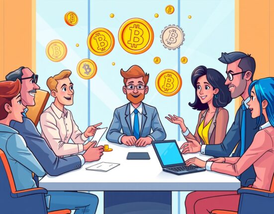 SEC committee discussing securities tokenization in vibrant business meeting illustration