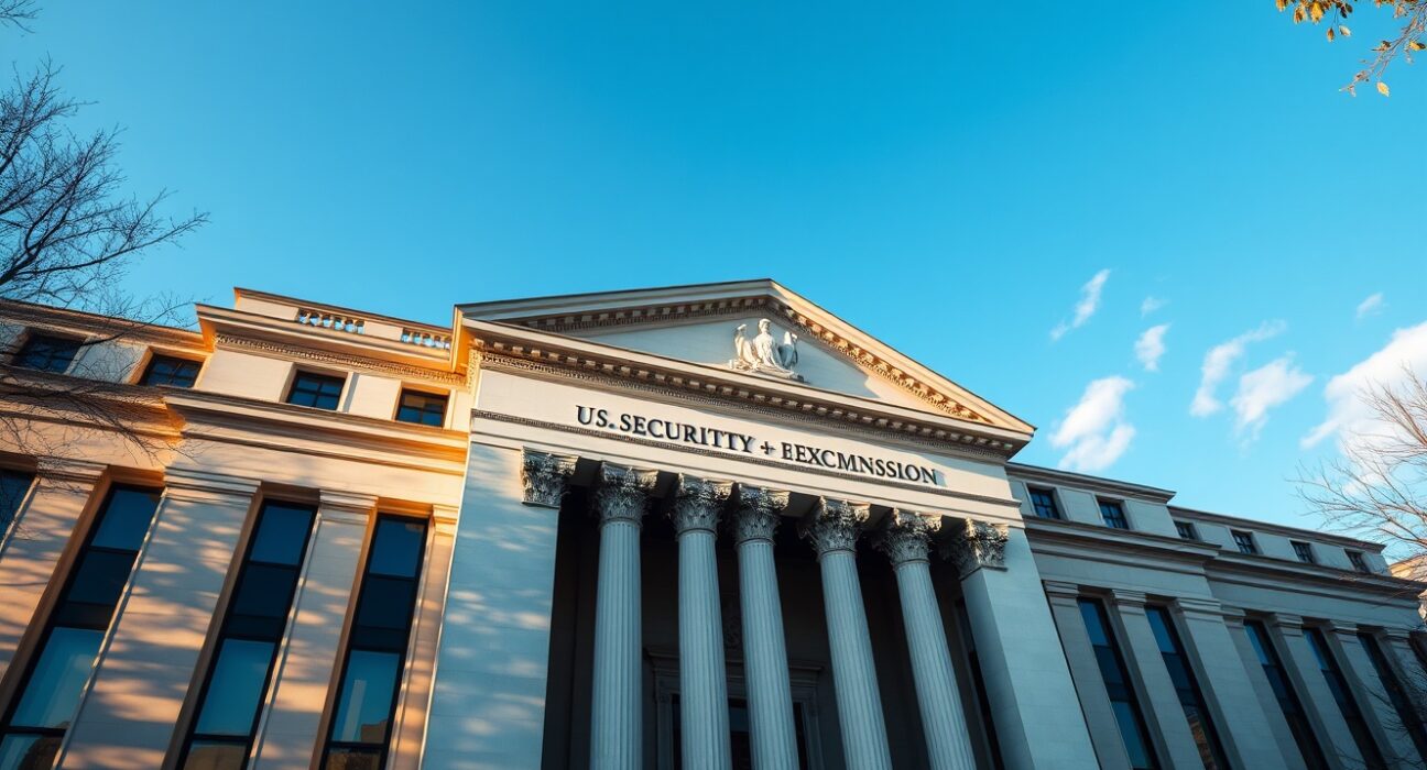 U.S. Securities and Exchange Commission headquarters building in Washington, D.C., on a clear day.