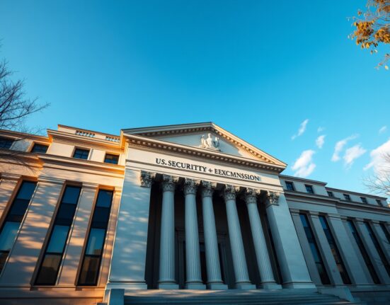 U.S. Securities and Exchange Commission headquarters building in Washington, D.C., on a clear day.