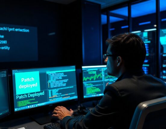 Cybersecurity analyst monitoring a blockchain security dashboard after a DeFi wallet exploit