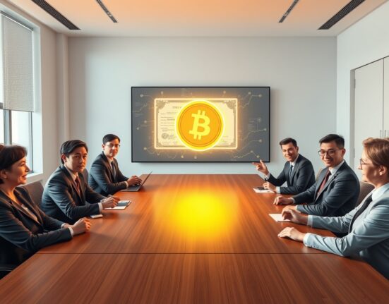 Securitize Computershare partnership tokenizes U.S. stocks for blockchain-based share issuance in a corporate boardroom meeting