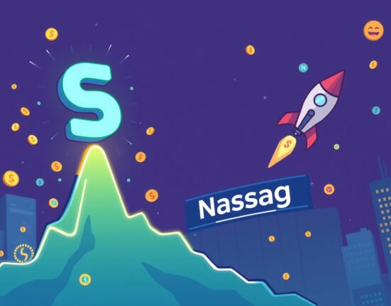 A cartoon illustration showing the Securitize Nasdaq listing representing a significant step forward for digital asset integration into traditional finance.