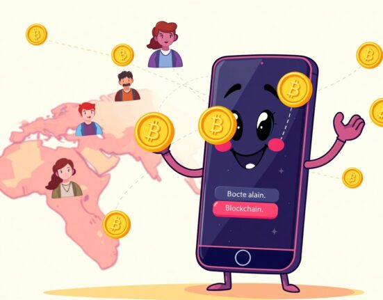 Sei blockchain partnership with Xiaomi illustrated as a smartphone connecting global users through vibrant digital networks