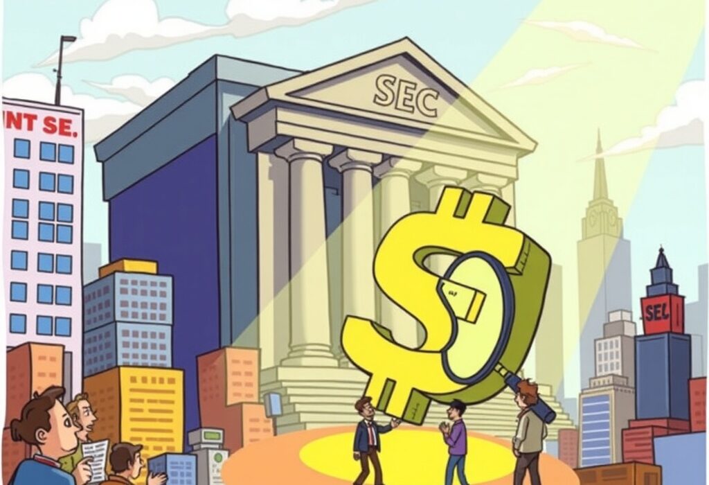 An illustration showing the SEC accepting a SEI spot ETF application, symbolizing a new phase of regulatory review and market anticipation.