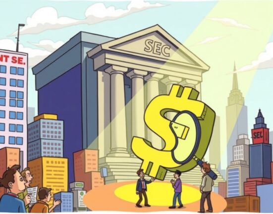 An illustration showing the SEC accepting a SEI spot ETF application, symbolizing a new phase of regulatory review and market anticipation.