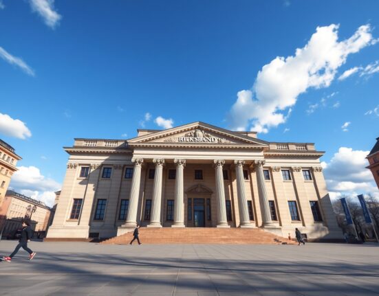 Swedish Riksbank headquarters building representing monetary policy decisions affecting SEK currency