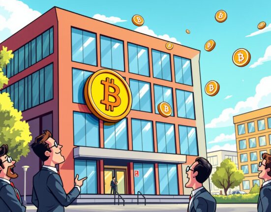 A cartoon illustration depicting Semler Scientific's strategic Bitcoin acquisition and growing institutional crypto adoption.