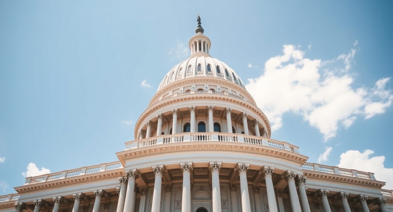 U.S. Capitol Building under a clear blue sky, representing legislative action on the CLARITY bill.