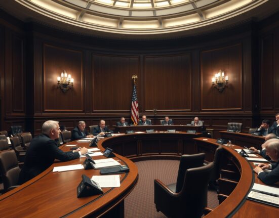 US Senate Banking Committee hearing room with members deliberating the Clarity Act markup session.