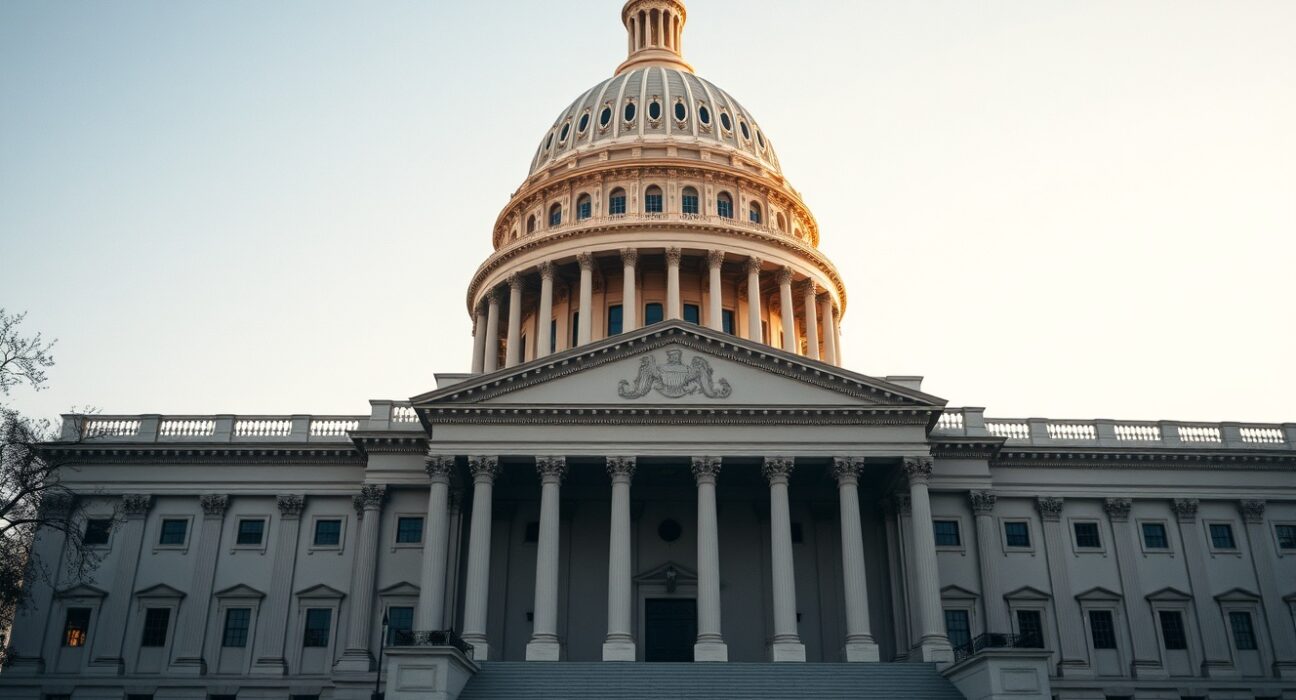 US Capitol building at sunset, symbolizing legislative progress on the CLARITY Act.